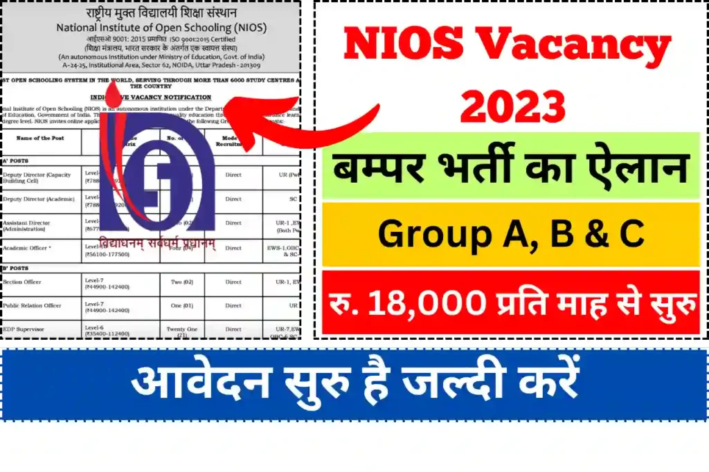 NIOS Vacancy 2023