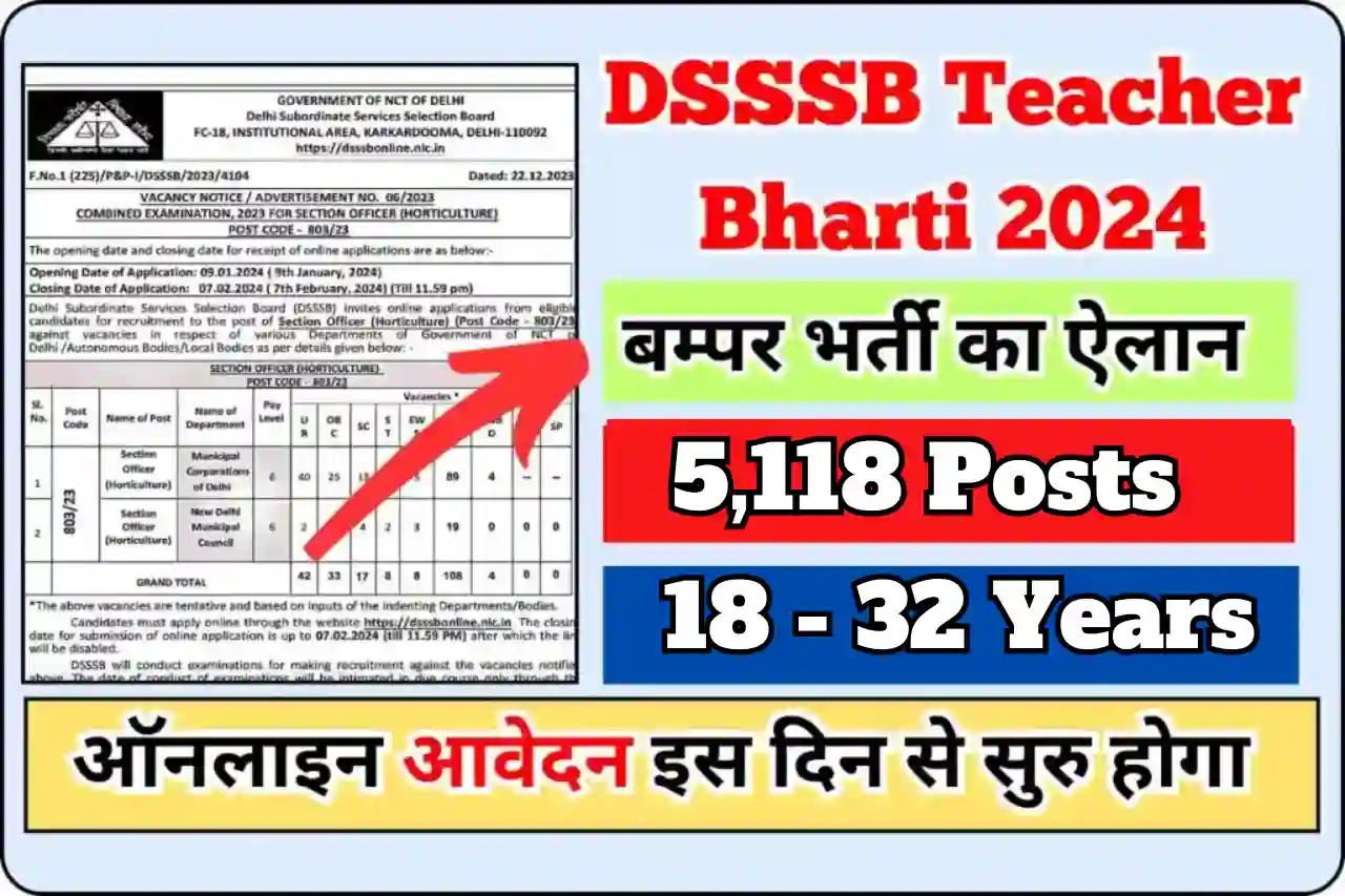 DSSSB Teacher Bharti 2024